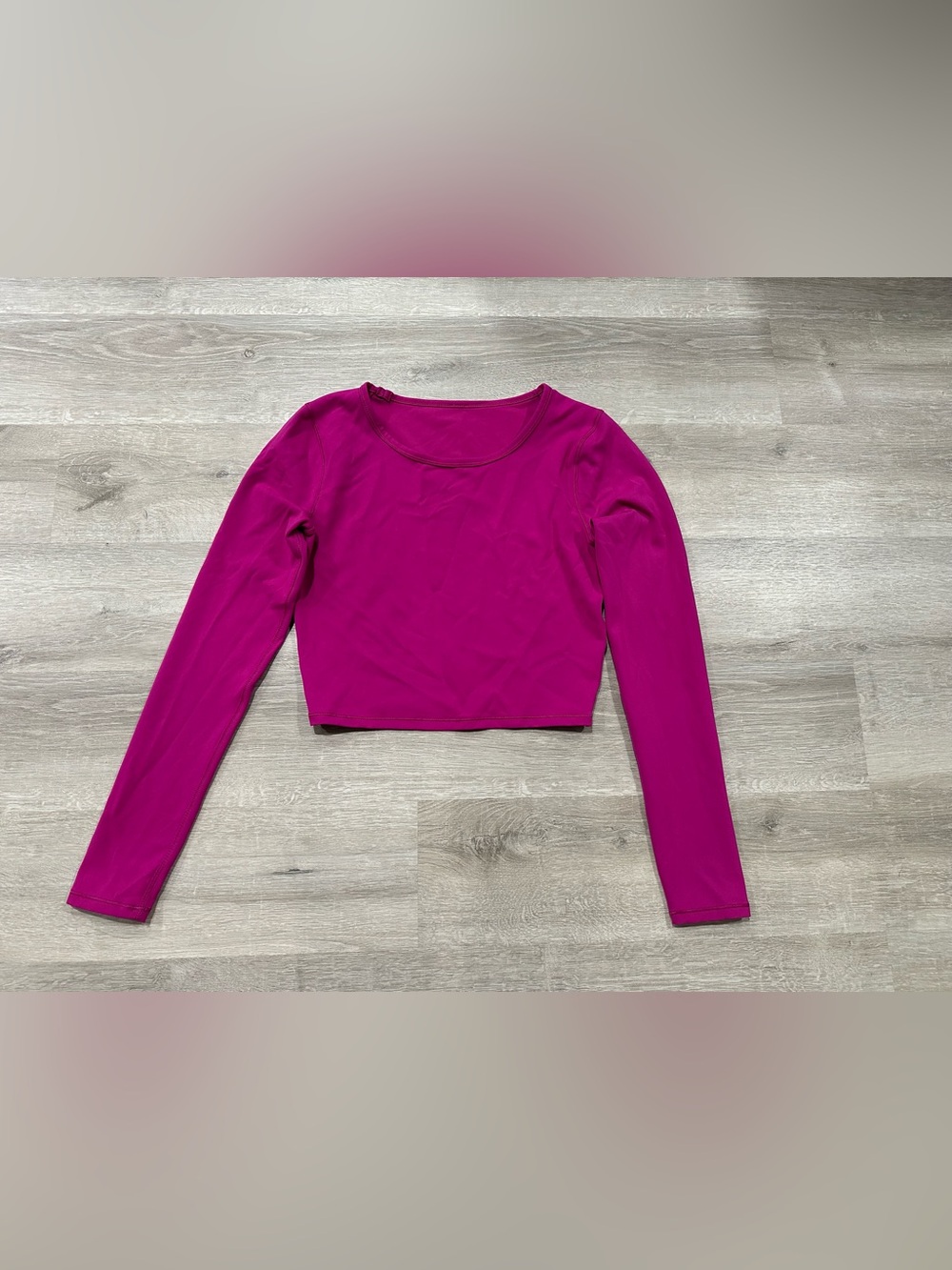 N113 Lululemon Wunder Train Long Sleeve Crop Top SZ 10 Pink Magenta Gym Yoga